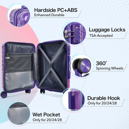 UUH 28 inch Luggage Family Travel 4-Piece Set – Buy 1 Get 3 Free (Includes 24/20/13-Inch)