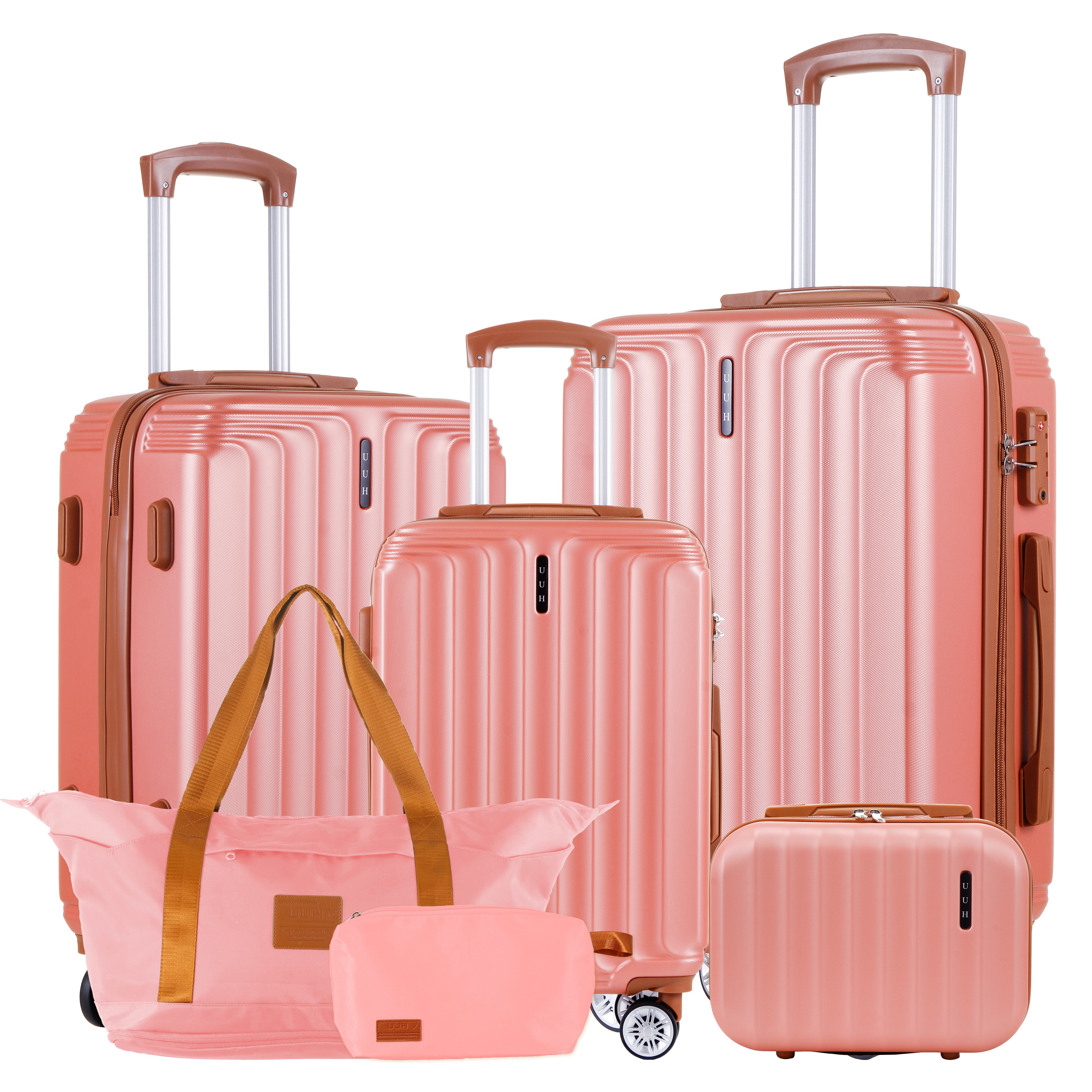 UUH Luggage Family Travel 6-Piece Set – Buy 4 Get 2 Free (Includes Canvas & Toiletry Bags)