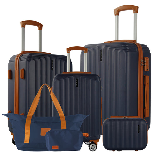 UUH 6-Piece Luggage Family Travel Set-Navy Blue